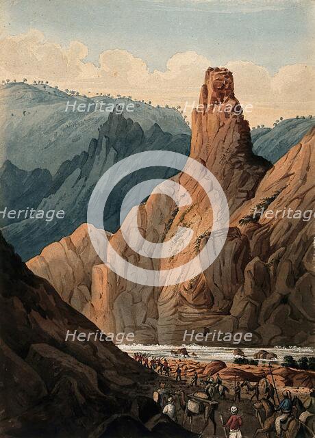 Cavalry passing mountain river, Afghanistan. Creator: Unknown.