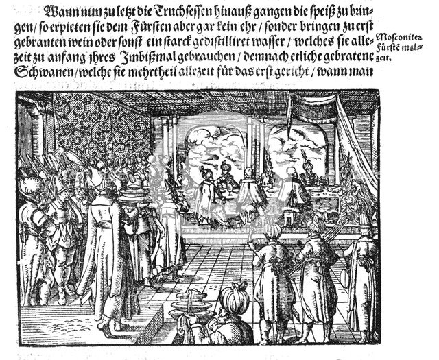 A Meal of Tsar (From Die Moskouitische Chronica by S. Herberstein), 1579. Artist: Anonymous  