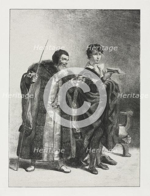 Hamlet: Polonius and Hamlet, 1834. Creator: Eugène Delacroix (French, 1798-1863).