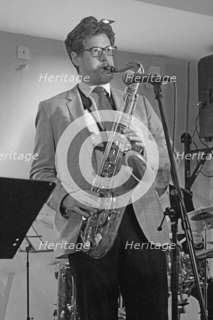Duncan Hemstock, Davison-Hemstock Quintet, Spike’s Place, Beckenham, Kent, 2024. Creator: Brian O'Connor.