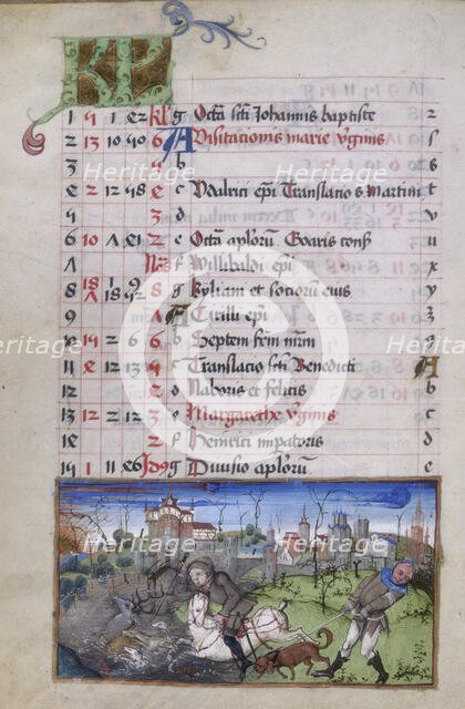 Stag hunting with horse and hounds, c1500-c1510.  Creator: Unknown.