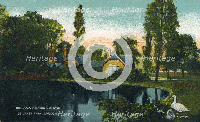 'The Duck Keepers Cottage, St. James Park, London', 1907. Artist: Unknown.