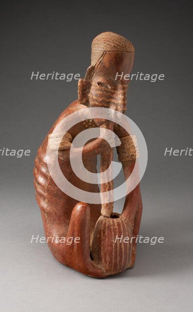 Seated Figure Drinking from a Vessel using a Tube, 200 B.C./A.D. 300. Creator: Unknown.