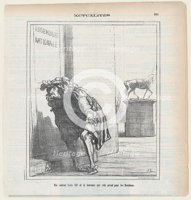Pas content Louis XIV de la tournure que cela prend pour les Borbons, 1871.  Creator: Honore Daumier.