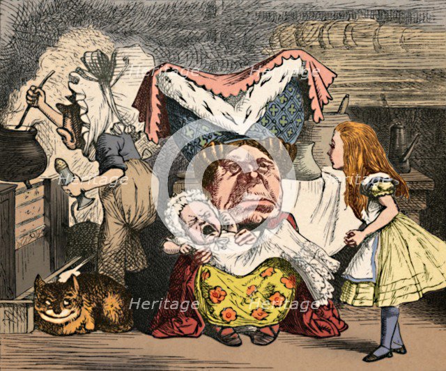 'Alice, the Duchess, and the Baby', 1889. Artist: John Tenniel.