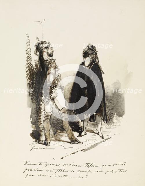 Man and woman in Masquerade costumes, 1804-1866. Creator: Paul Gavarni.