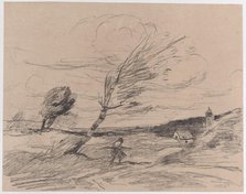 The Gust of Wind (Le Coup de Vent), 1871. Creator: Jean-Baptiste-Camille Corot.