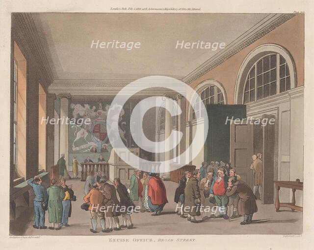 Excise Office, Broad Street, February 1, 1810., February 1, 1810. Creator: Thomas Sutherland.