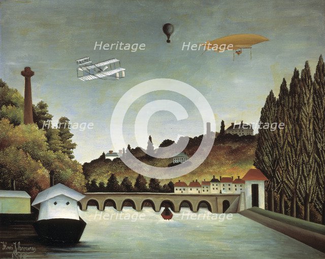 'View of the Sévres Bridge and the Hills of Clamart, Saint-Cloud and Bellevue', 1908. Artist: Henri Rousseau