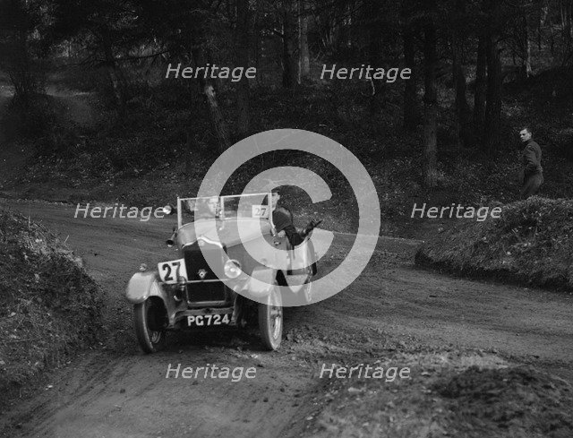 Standard Nine open 2-seater competing in the JCC Half-Day Trial, 1930. Artist: Bill Brunell.