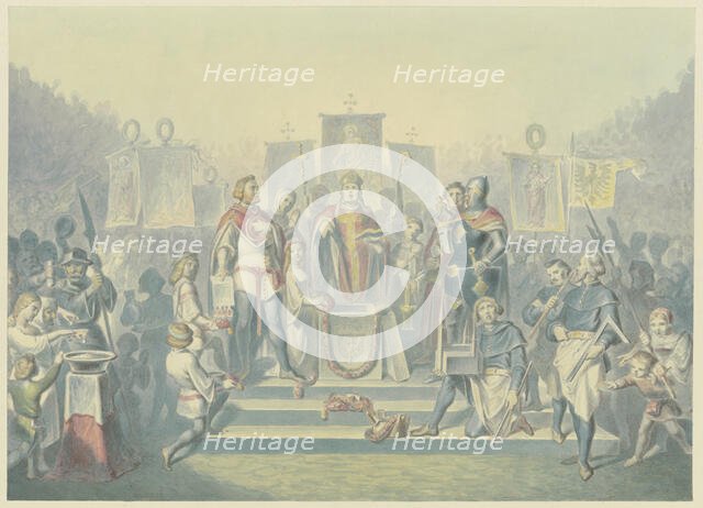 Laying of the foundation stone of a church. Creator: Ferdinand Fellner.