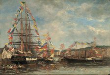 Festival in the Harbor of Honfleur, 1858. Creator: Eugene Louis Boudin.