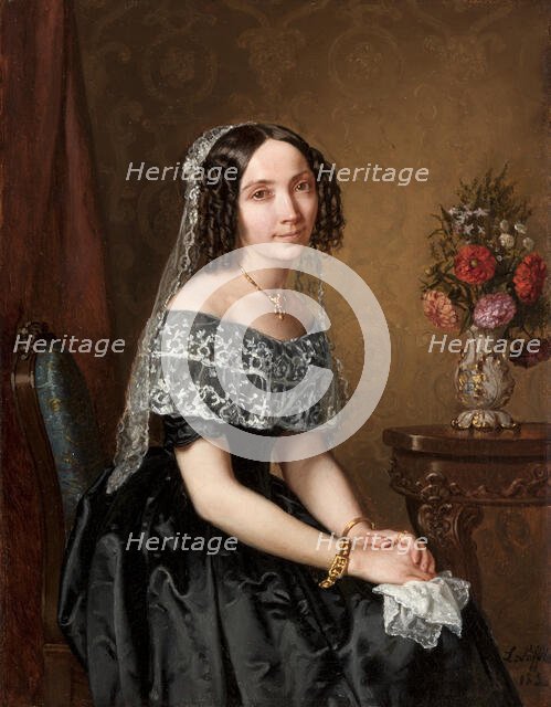 Female Portrait, 1851. Creator: Leopold Loeffler.