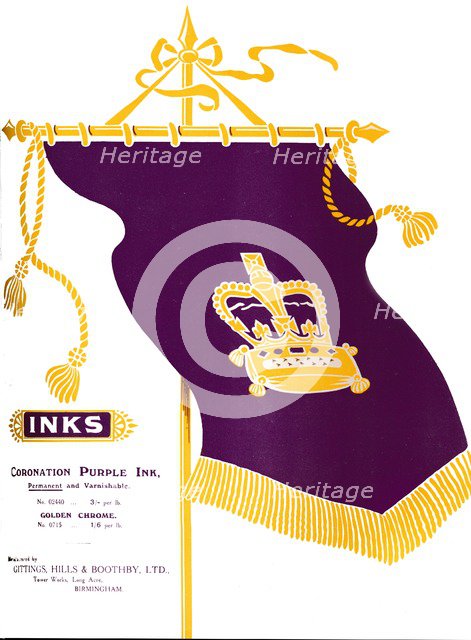 'Inks - Coronation Purple Ink', 1917. Artist: Gittings, Hills & Boothby.