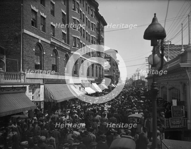 Atlantic City, N.J., the Boardwalk parade, between 1890 and 1906. Creator: Unknown.