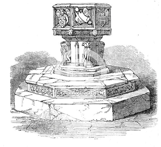Font in Caistor Church, Norfolk, 1845. Creator: Unknown.