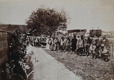 Shanghai, China: a funeral procession, with people carrying banners, c1880s Creator: Unknown.