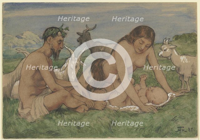 Family of Fauns, 1887. Creator: Hans Thoma.