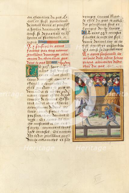 Jacques de Lalaing Fighting the Esquire Jean Pitois at the Passage of Arms of the..., about 1530. Creator: Master of the Getty Lalaing.