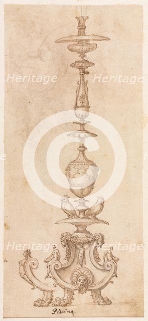 Design for a Candlestick, mid 1500s. Creator: Luzio Romano (Italian, active 1528-75).