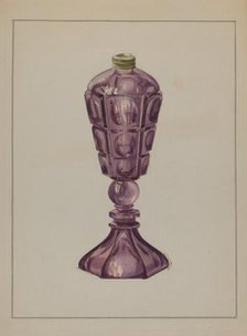 Amethyst Glass Oil Lamp, c. 1936. Creator: Marcus Moran.