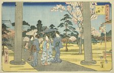 Fukagawa Hachiman Shrine (Fukagawa Hachimangu), from the series "Famous Places..., 1854. Creator: Ando Hiroshige.