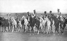 Nicholas II and supporting officers on horseback, c1900. Artist: Unknown