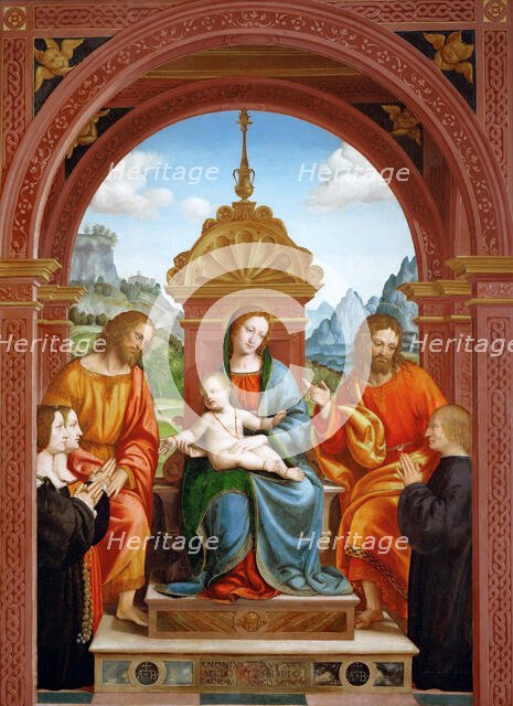 Madonna and Child with Saints James, Philip and the Family of Antonio Busti, 1515-1517. Creator: Zenale, Bernardo (1464-1526).