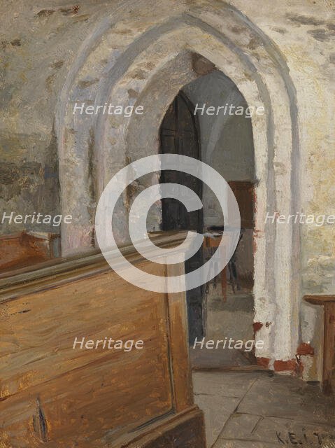 Interior of Finström church, door to the sacristy, 1871. Creator: Karl Emanuel Jansson.