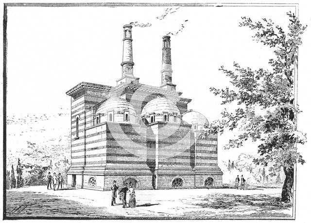 Crematorium, Pere la Chaise cemetery, Paris, 1888. Artist: Unknown