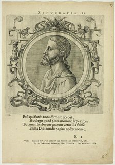 Portrait of Xenocrates, published 1574. Creators: Unknown, Johannes Sambucus.