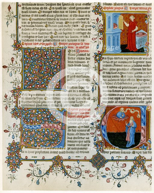 Illuminated initial letters with scenes from the life of St Jerome, late 14th century. Artist: Unknown