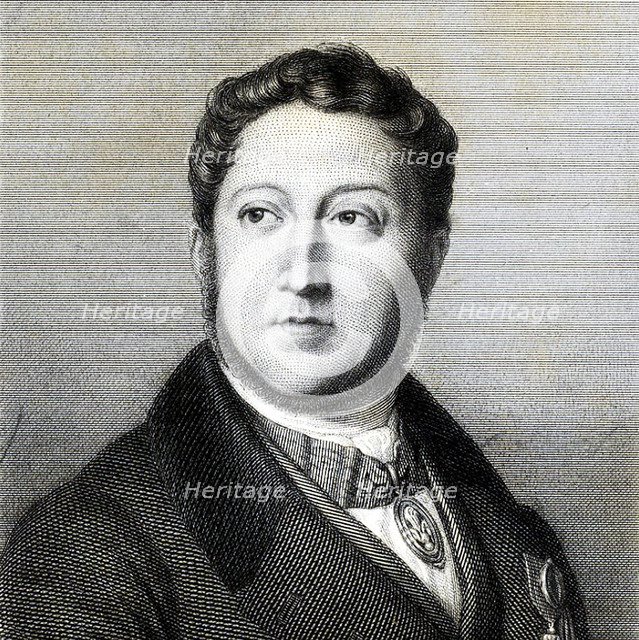 Portrait of the composer Gioachino Antonio Rossini (1792-1868), 1836. Creator: Dupré, Louis (1789-1837).