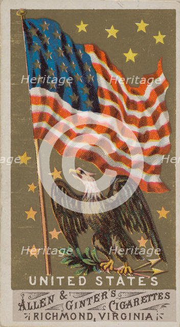 United States, from Flags of All Nations, Series 1 (N9) for Allen & Ginter Cigarettes Brands, 1887. Creator: Allen & Ginter.