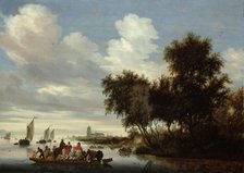 River Landscape with Ferry, 1649. Creator: Salomon Ruysdael.