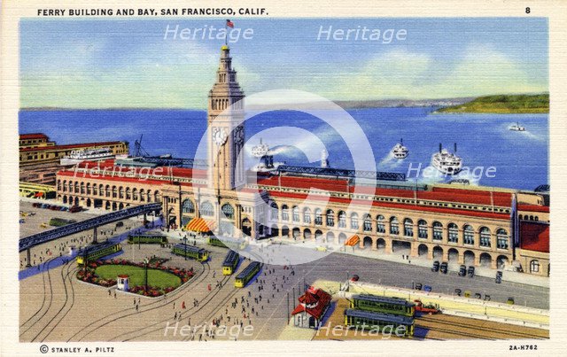 Ferry Building and San Francisco Bay, California, USA, 1932. Artist: Unknown