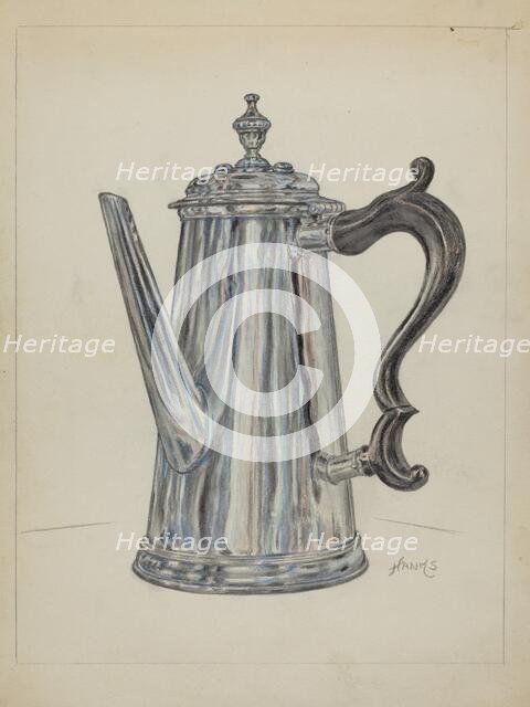 Silver Chocolate Pot, c. 1936. Creator: Fletcher Hanks.