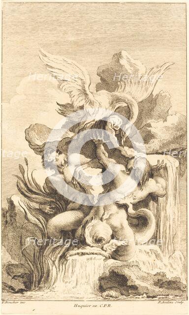 Two Tritons and a Swan, in or after 1736. Creator: Pierre Alexandre Aveline.