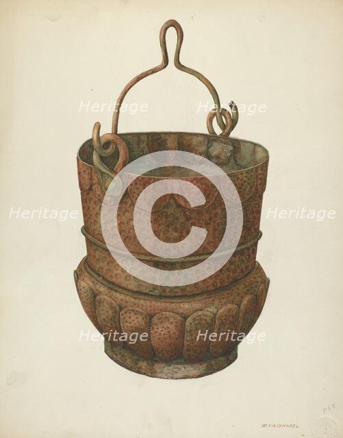 Hammered-Copper Bucket, 1938. Creator: William Kieckhofel.