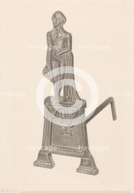 Andiron, c. 1939. Creator: Herman Bader.