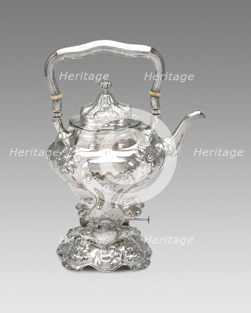 Hot Water Kettle with Stand and Burner, c. 1900. Creator: Gorham Manufacturing Company.