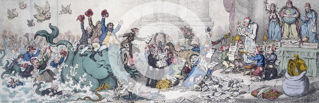 'New Morality, or the promised Installment of the High Priest of the Theophilanthropes...', 1798. Creator: James Gillray.