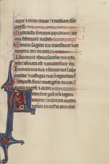 Initial A: Moses Striking a Rock; Bute Psalter, text and illumination about 1285. Creator: Bute Master.