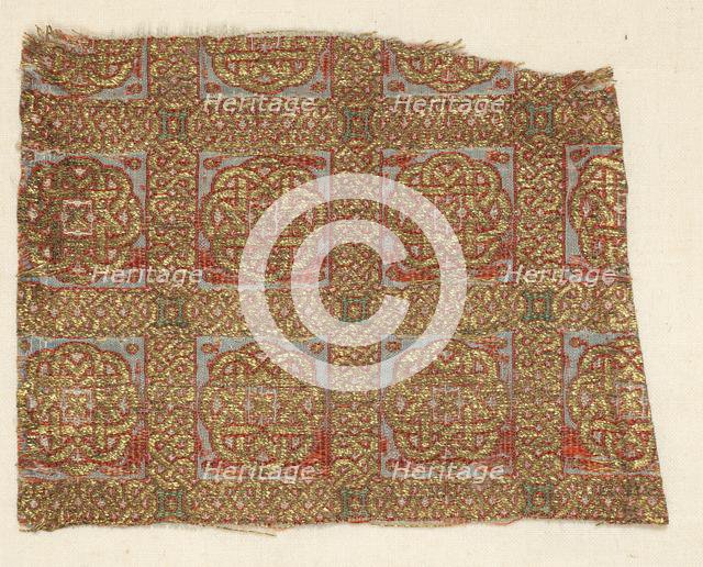 Fragment with stars in stacked squares, from a dalmatic of San Valero, 1200s. Creator: Unknown.