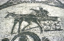 Roman cart, mosaic from the frigidarium, Ostia, Italy, c150. Artist: Unknown