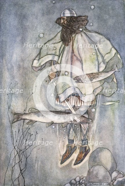 'Fergus goes down into the lake', c1910.  Artist: Stephen Reid