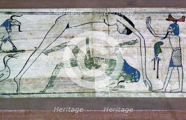 Detail of the papyrus of Temnieu, showing the cosmos. Artist: Unknown