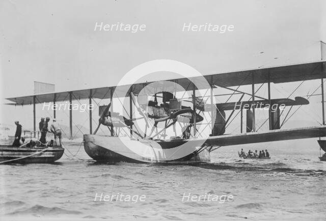 NC-4 being towed, Ponto Delgado [i.e. Ponta Delgada], 1919. Creator: Bain News Service.