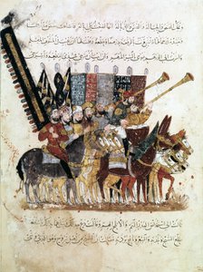 Troop of horsemen at a religious ceremony, c1240. Artist: Anon