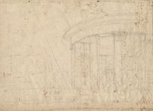 Architectural Fantasy on a Round Temple Enclosed with an Ambulatory (verso), c. 1792. Creator: Pietro Gonzaga.